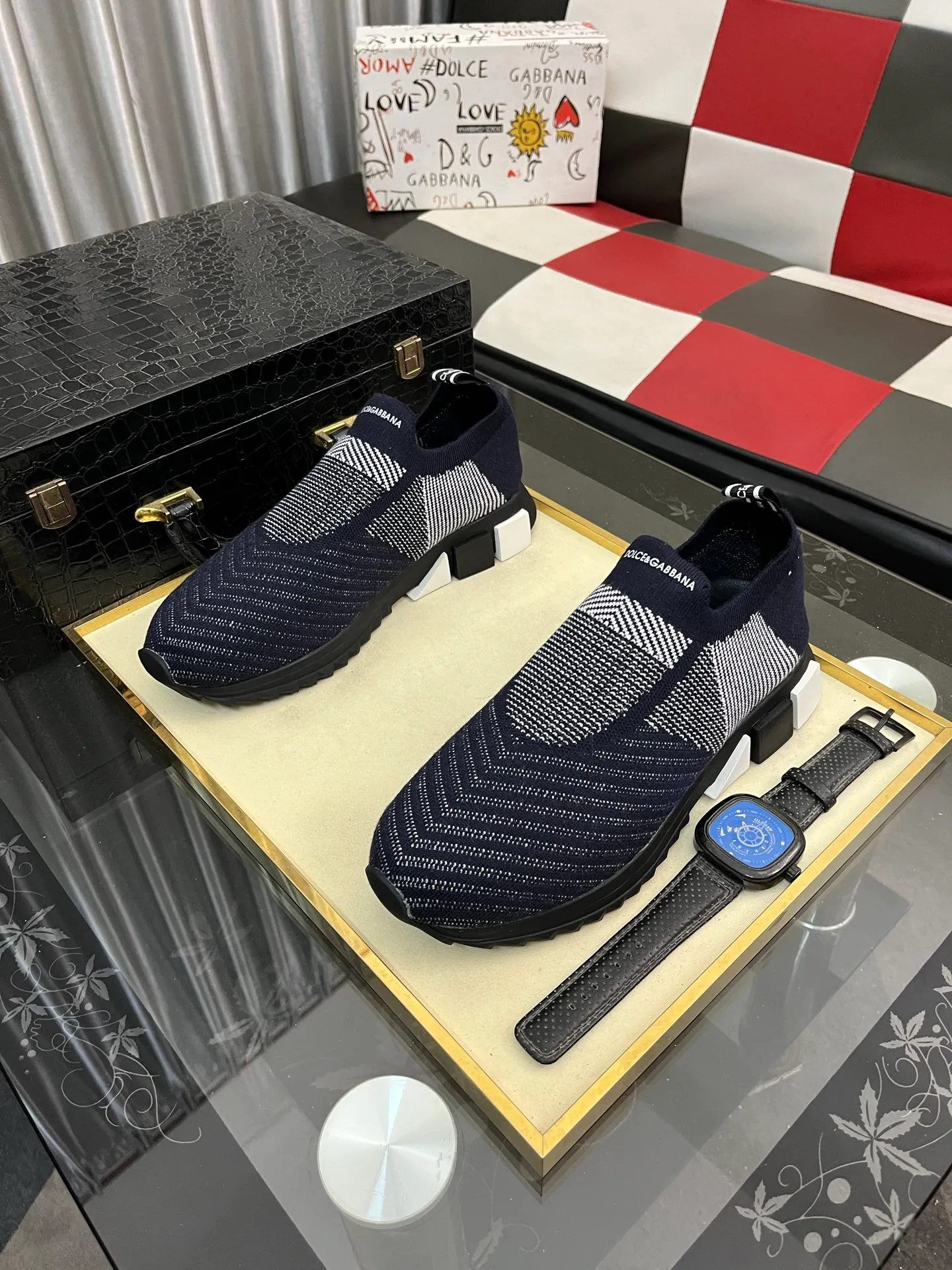 Men's men's shoes💰340⌚️⌚️【DG～】men's casual shoes 2022z cabinet simultaneous sale 🔶🔷🔜The upper is made of cowhide spliced fabric ➕Mesh lining, which is comfortable and breathable. The sole is: the original comfortable and wear-resistant outsole, ⚠️The real thing📱Photographed🎬The real thing is better📢📢📢Size: 35-46